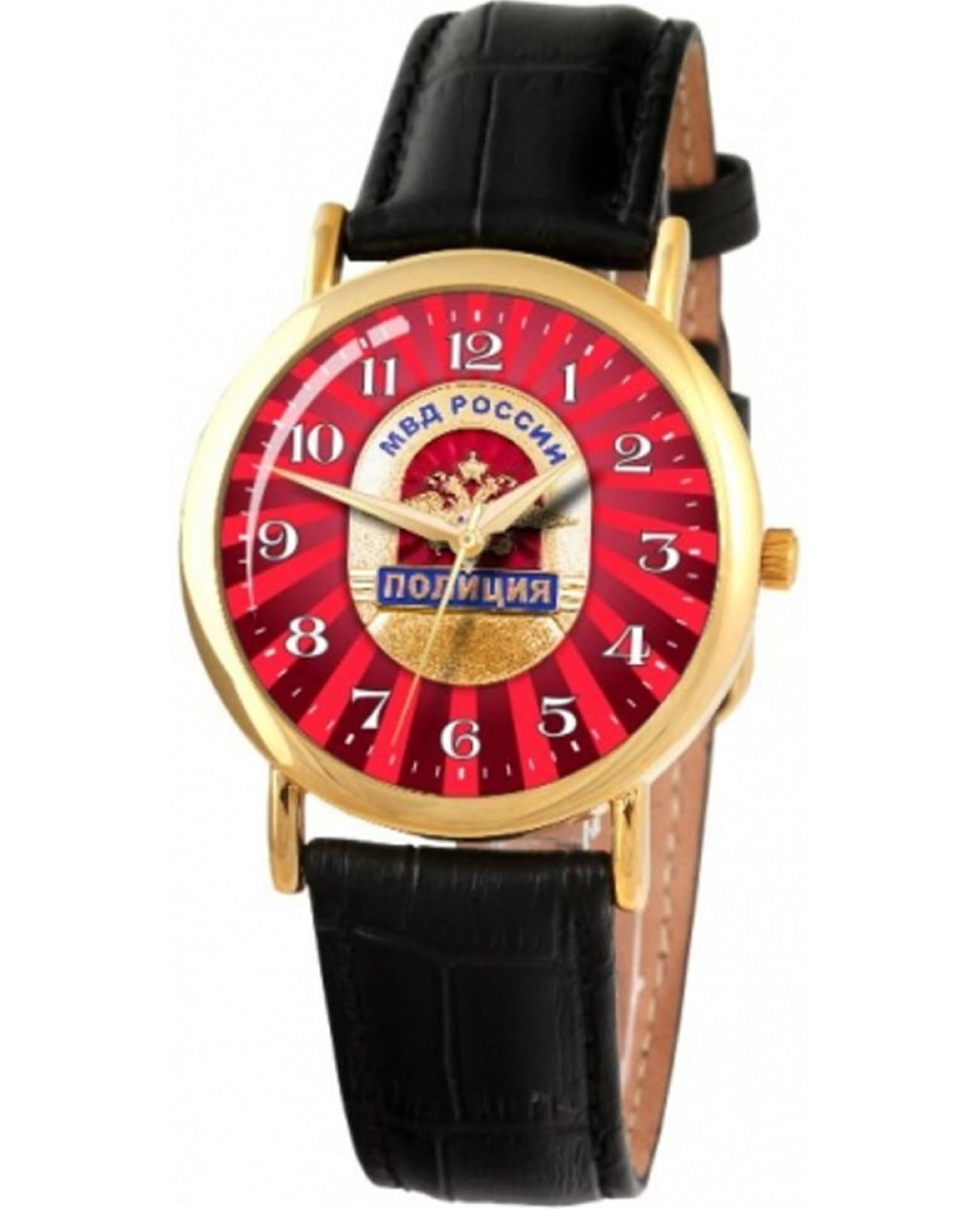 Слава Слава Патриот 1049597/2035  1049597/2035 кварцевые мужские часы красный циферблат, браслет кожаный — вид спереди